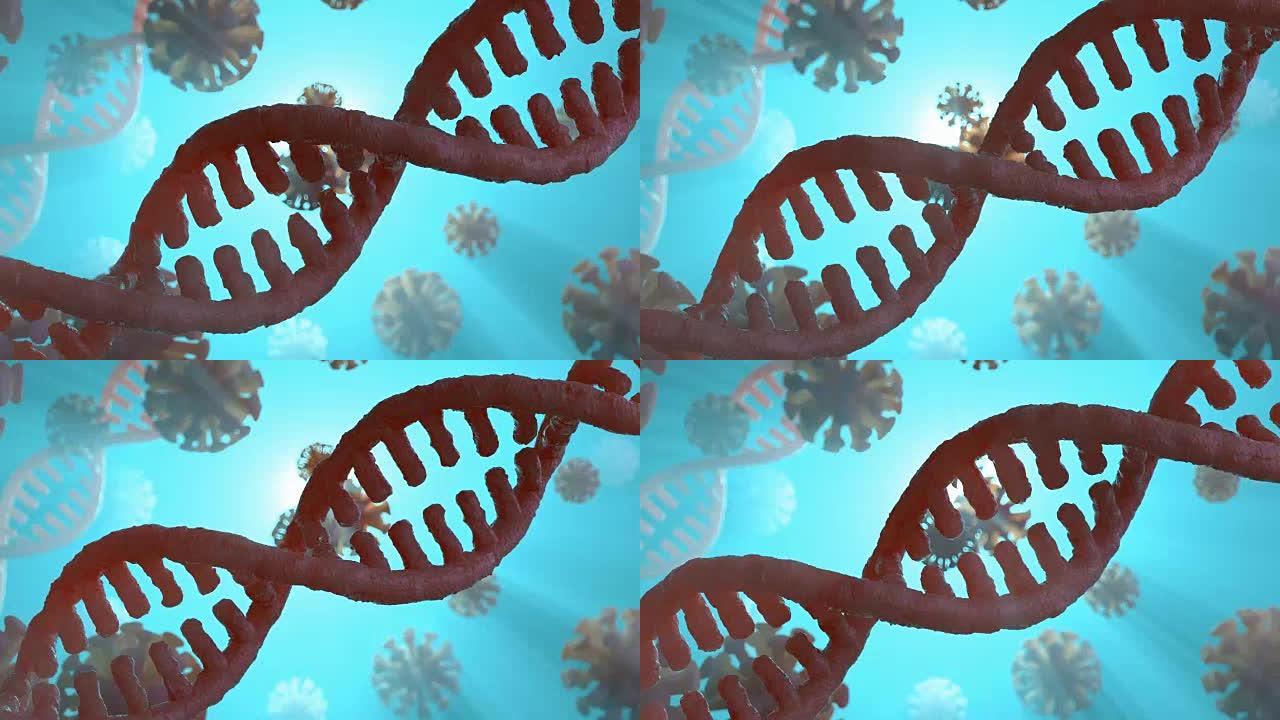 动画DNA链模型。3D渲染