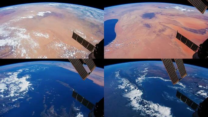 从空间站拍摄的飞越地球表面