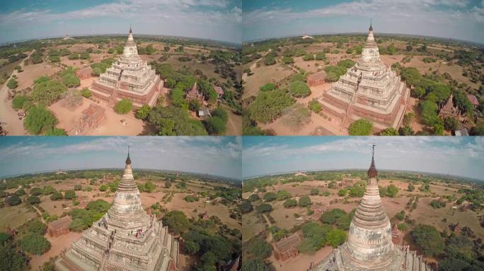 飞越蒲甘的Shwesandaw塔和寺庙