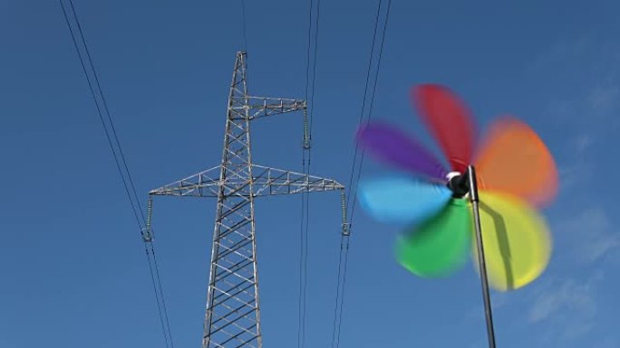 风车玩具替代能源符号和电塔