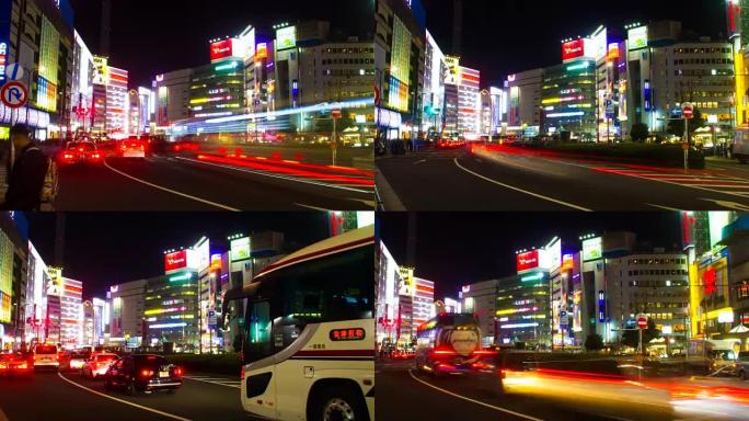 池袋东边慢快门右摇摄夜4K