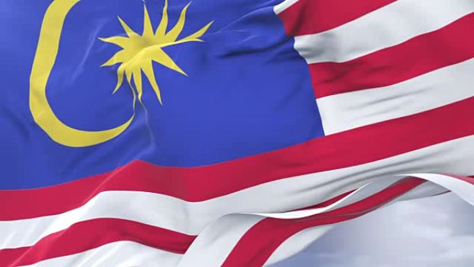 马来人旗帜迎风飘扬，蓝天缓缓盘旋