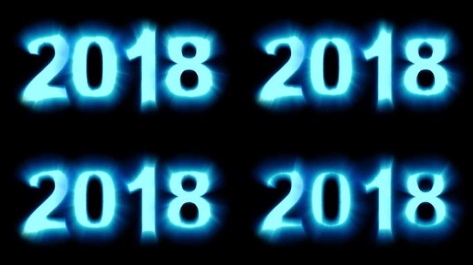 2018年-蓝光数字-闪烁和闪烁的循环动画-隔离