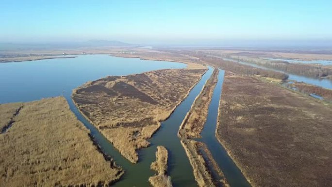 多瑙河三角洲湿地鸟瞰图
