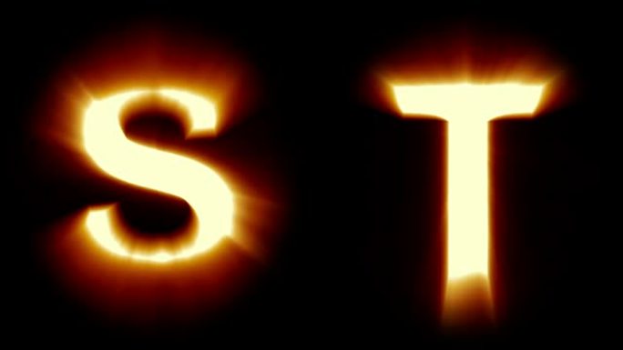轻字母S和T-暖橙色光-闪烁闪烁动画循环-隔离