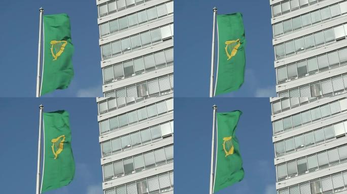 慢动作视频中的伦斯特旗帜和都柏林旗帜