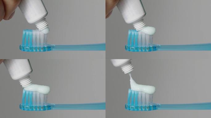 把牙膏放在牙刷上
