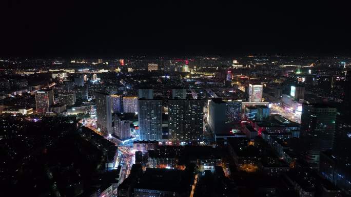 万家灯火 城市拉远夜景