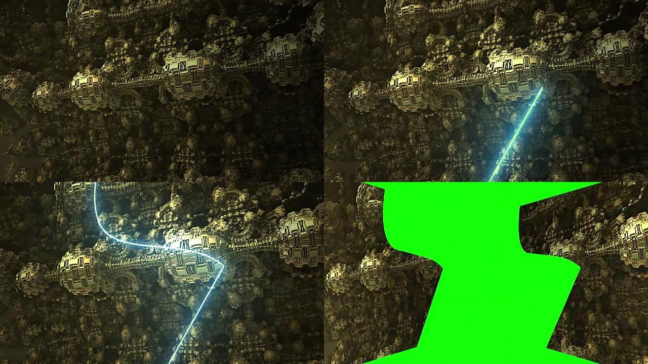 动画-计算机生成的打开绿色屏幕的太空门动画。高清晰度1080p.