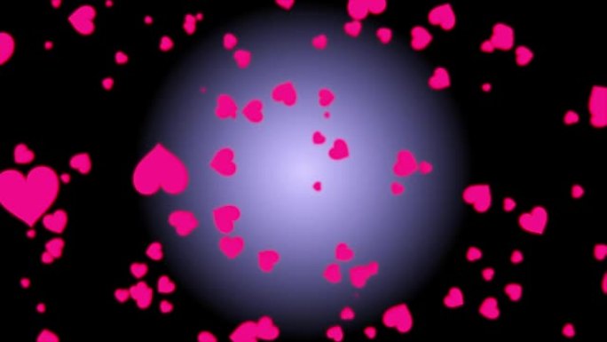 4k运动粉色心脏，柔和的背景，如春季樱花。运动图形和动画背景。情人节和婚礼。爱的象征。