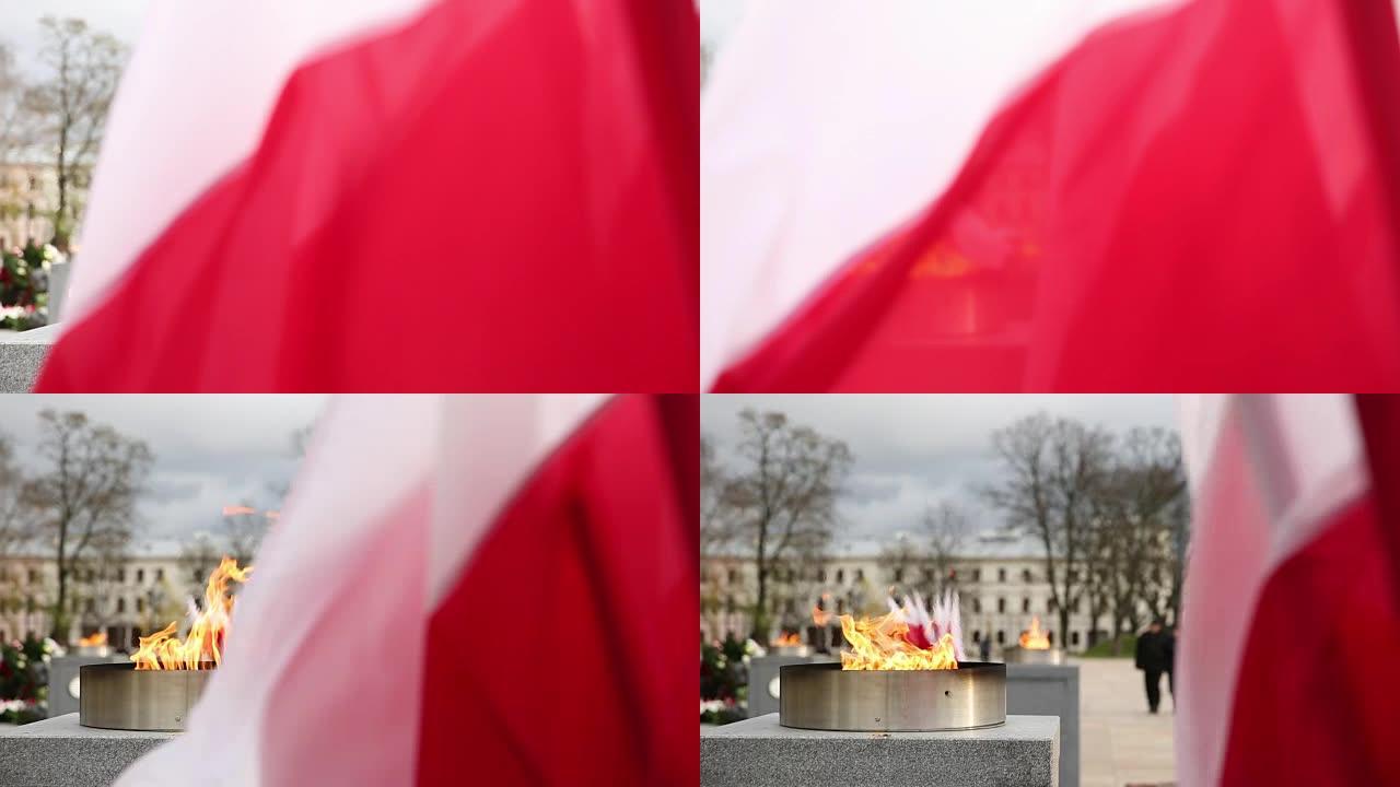 兹尼茨和波兰国旗。