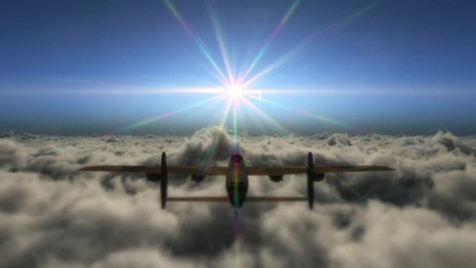 旧飞机飞越云层