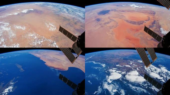从空间站拍摄的飞越地球表面