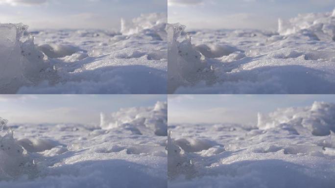 冰冻大海中的脏冰块。