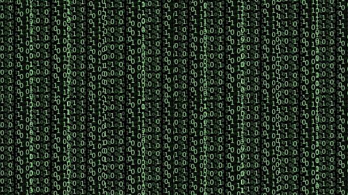 数字生成的图像: 绿色数字作为黑色背景上的代码雨
