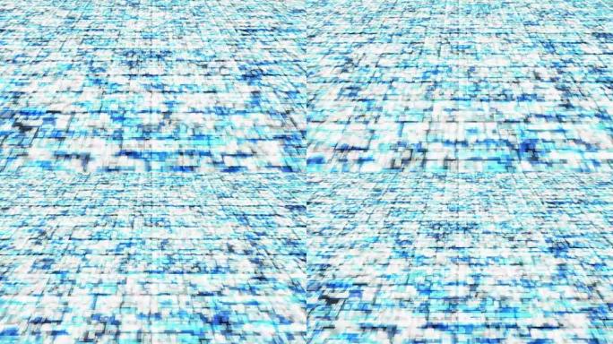 抽象几何方盒透视视图蓝色发光图案背景移动，无缝循环动画4K