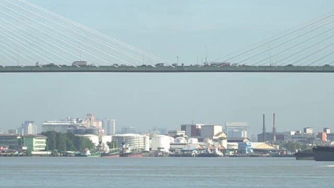 曼谷的河桥。4k