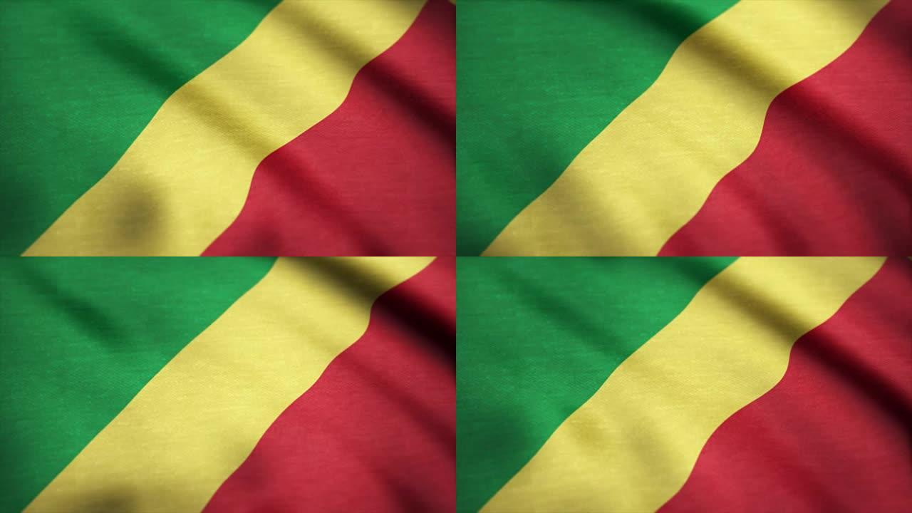 刚果共和国国旗飘扬的动画。刚果(金)国旗