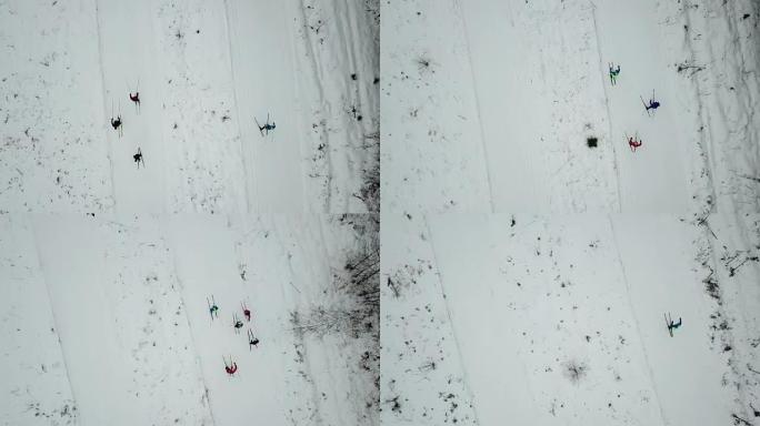 滑雪者训练，俯视图