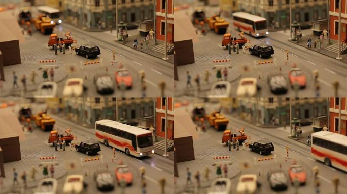 玩具城公路汽车和人