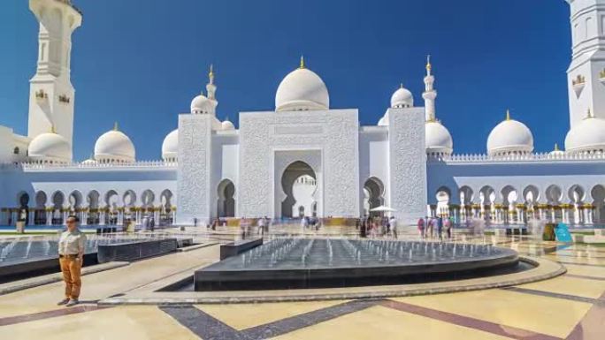 阿拉伯联合酋长国首都阿布扎比的谢赫·扎耶德大清真寺延时过度
