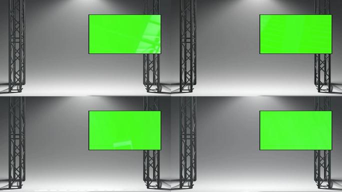 白色虚拟演播室为虚拟电视演示设置背景舞台