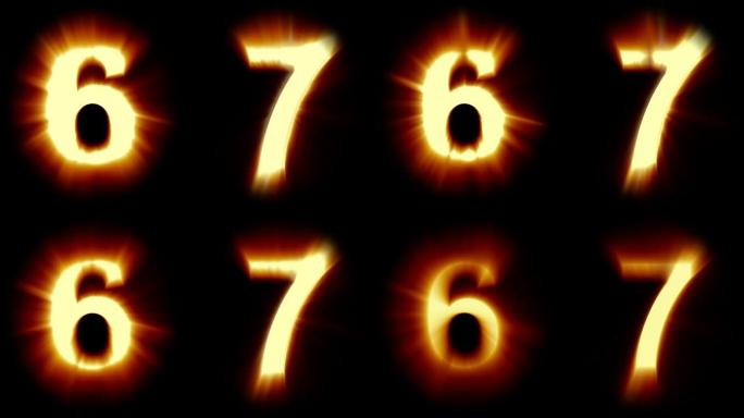 光数字-温暖的橙色光-强烈的闪烁和强烈的闪烁动画循环-隔离