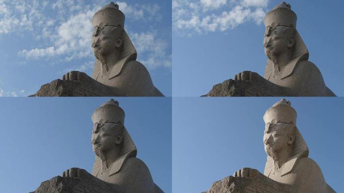 延时: 埃及石狮身人面像和一朵云-俄罗斯圣彼得堡