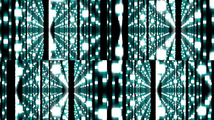 抽象几何方盒点透视视图蓝色发光图案背景平移移动，无缝循环动画4K