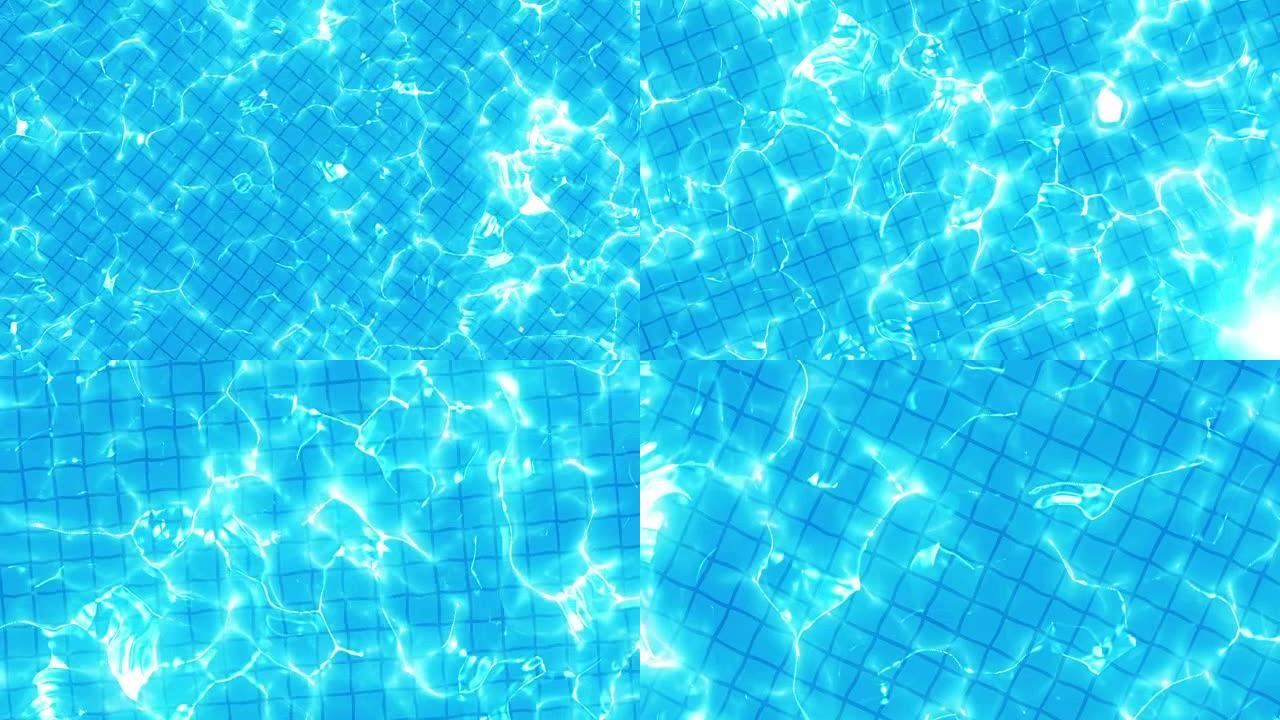游泳池俯视图，水面CG动画，