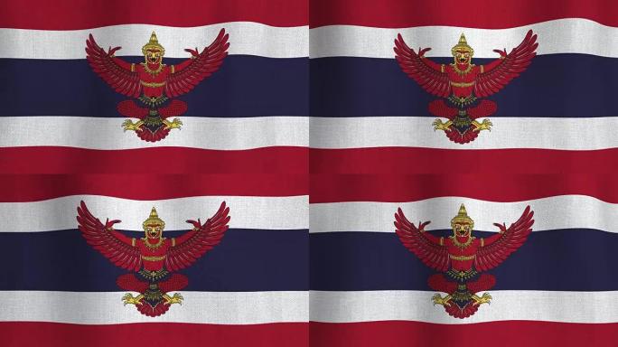 逼真的泰国棉旗，以盾形纹章为背景