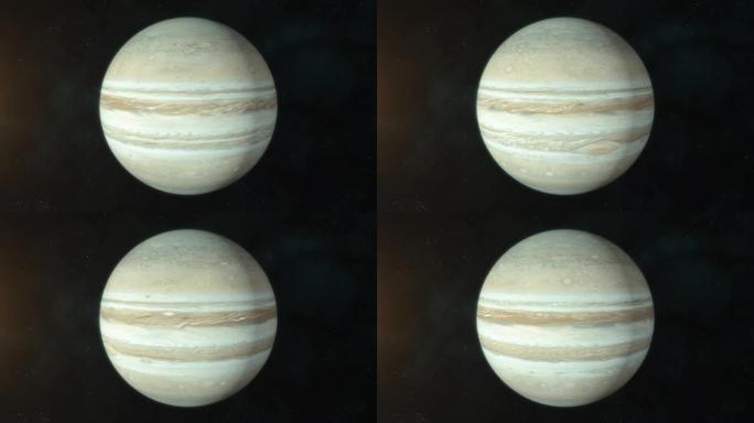 现实行星木星在深空旋转。