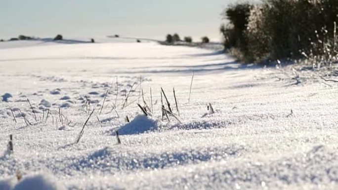 在积雪覆盖的地面上平移