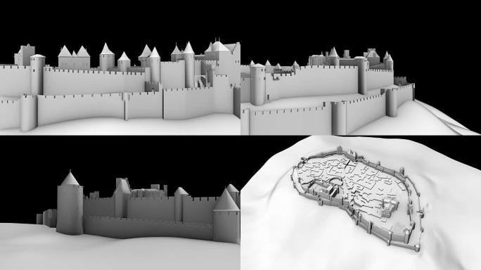 卡尔卡松3D模型-绕墙飞行