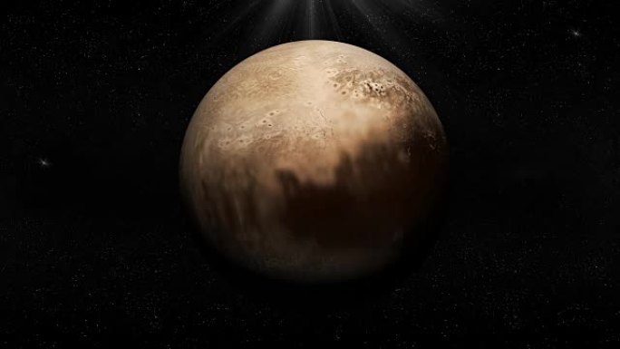 冥王星行星在自己的轨道上在外层空间旋转。循环