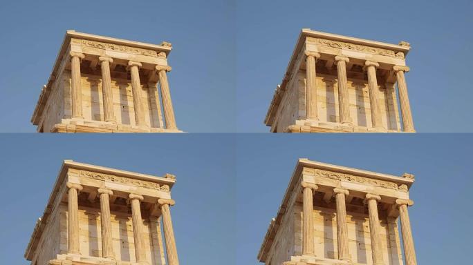 放大希腊雅典雅典娜耐克神庙的镜头