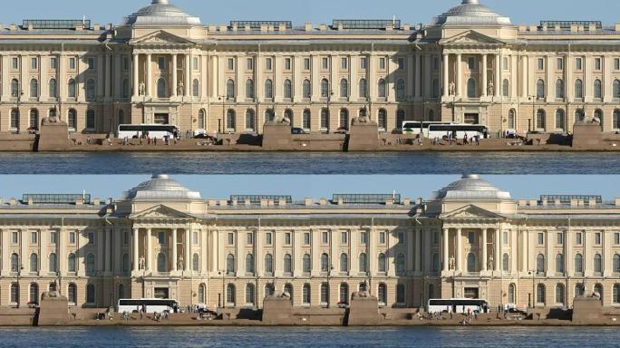 艺术学院和涅瓦河堤防的近景-俄罗斯圣彼得堡