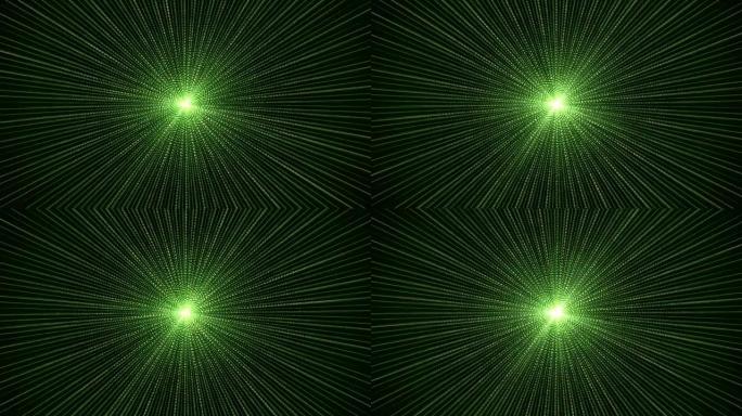 抽象绿色径向粒子线背景 (可循环)