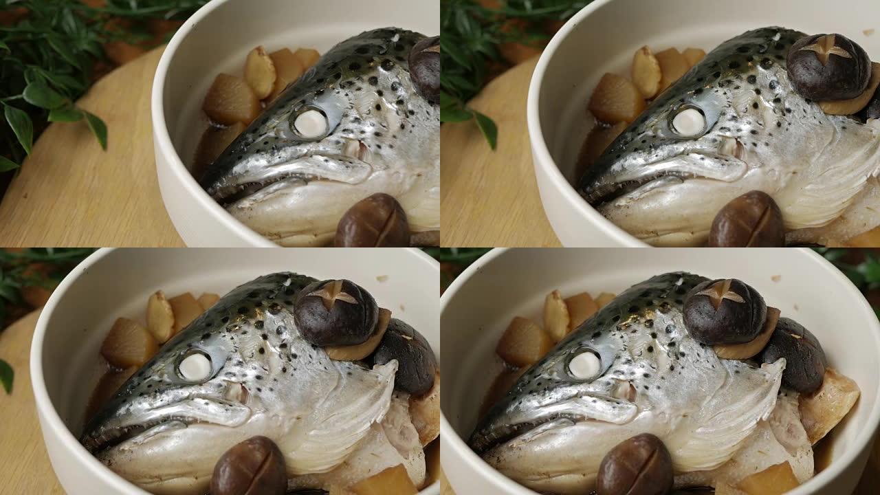 日式三文鱼头汤。
