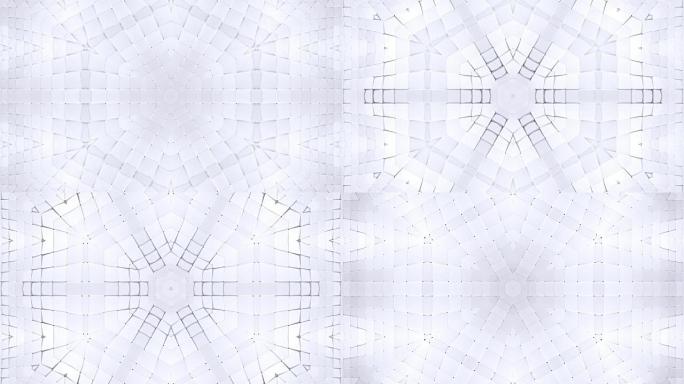 低聚几何抽象背景作为移动的彩色玻璃或万花筒效果在4k。循环3d动画，流行低聚风格的无缝镜头。白色v5