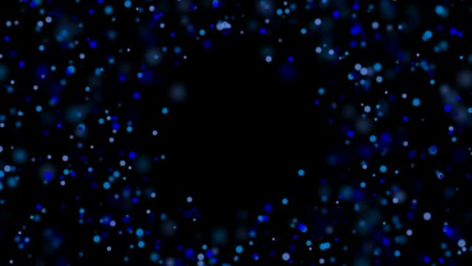 抽象的背景与蓝色闪耀的散景。流畅的动画循环。带有徽标 \ 文本的中心位置。抽象蓝色波克粒子无缝回路