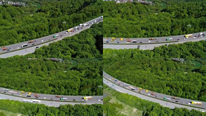 高速公路上的交通堵塞-鸟瞰图