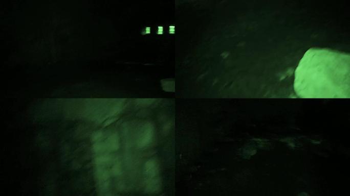 夜视仪POV拍摄探索老建筑废墟