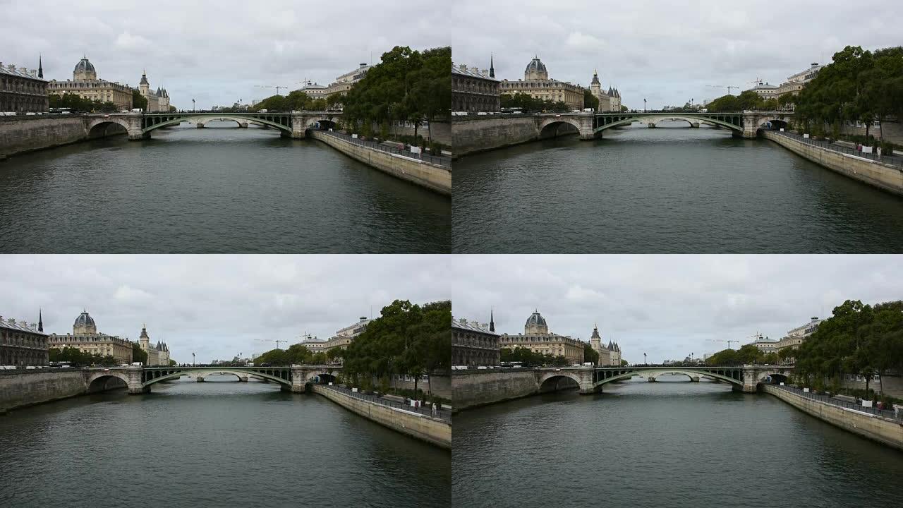 巴黎市老城区和塞纳河畔的景观和城市景观