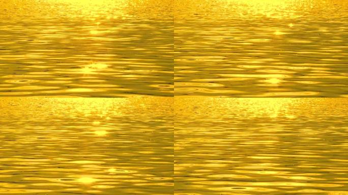 金色水波的水面抽象背景运动
