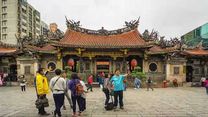 台湾台北龙山寺与游客的时光倒流4K