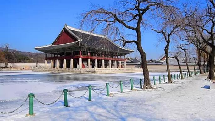 韩国首尔庆福宫冬雪
