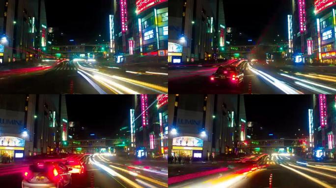 南新宿的夜移宽镜头慢速快门左摇摄