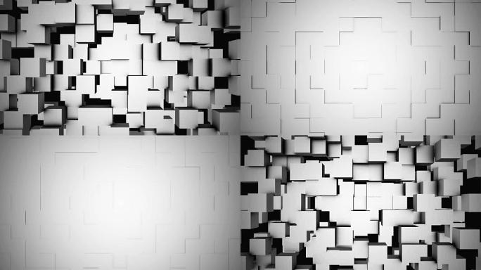 抽象立方体移动，3D动画。无缝循环抽象立方体背景。多维数据集在背景中组成，用于复制空间
