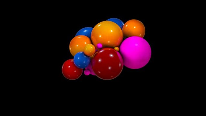 具有混沌运动的抽象背景彩色球体